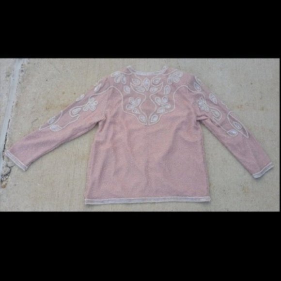 SOLD Vintage Blazer Jacket Blush Sequins Beaded Size 6 - Picture 4 of 7